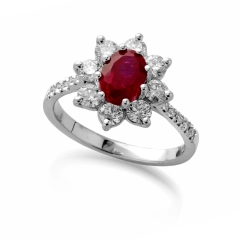 Eureka Future Diamonds Anello in oro 9Kt lab grown diamond ruby Eureka AN013R-9K/GR3