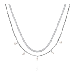 Ops Collana Ops in acciaio silver e perla OPSCL-792