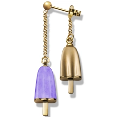 Ambrosini AMBROSINI JEWELS -  ORECCHINI doppi ARGENTO 925° ghiacciolo finitura rosé pietra viola