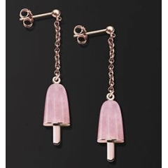 Ambrosini AMBROSINI JEWELS -  ORECCHINI ARGENTO 925°  ghiacciolo finitura rosé pietra rosa piccoli (14x8mm)