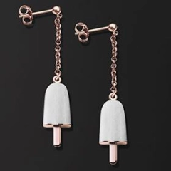 Ambrosini AMBROSINI JEWELS -  ORECCHINI ARGENTO 925°  ghiacciolo finitura rosé pietra bianca piccoli (14x8mm)