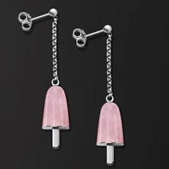 Ambrosini AMBROSINI JEWELS -  ORECCHINI ARGENTO 925°  ghiacciolo finitura bianca pietra rosa piccoli (14x8mm)