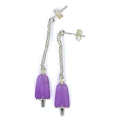 Ambrosini AMBROSINI JEWELS -  ORECCHINI ARGENTO 925°  ghiacciolo finitura bianca pietra viola piccoli (14x8mm)