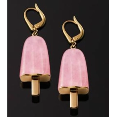 Ambrosini AMBROSINI JEWELS -  ORECCHINI ARGENTO 925°  ghiacciolo finitura rosé pietra rosa medi (21x14 mm)