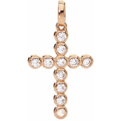 Amen AMEN Mod. CROCE PICCOLA Argento IP Oro rosa e Zirconi