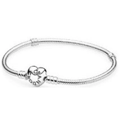 Pandora PANDORA MOMENTS COLLECTION Mod. HEART CLASP SNAKE CHAIN BRACELET - Size 19