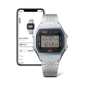 CASIO NEW VINTAGE SILVER -BLUETOOTH® SMARTPHONE LINK w. built-in accelerometer senses body movements + steps counter